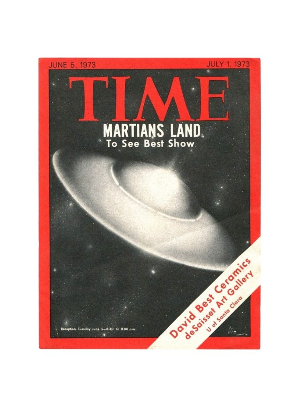 Mouse & Kelley 1973 Time Martians Land Handbill, De Saisset Gallery, Santa Clara